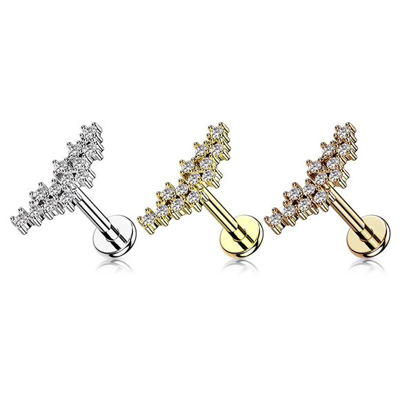 Cluster of Prong Set CZ Top on Internally Threaded 316L Surgical Steel Flat Back - Picture 6 of 6